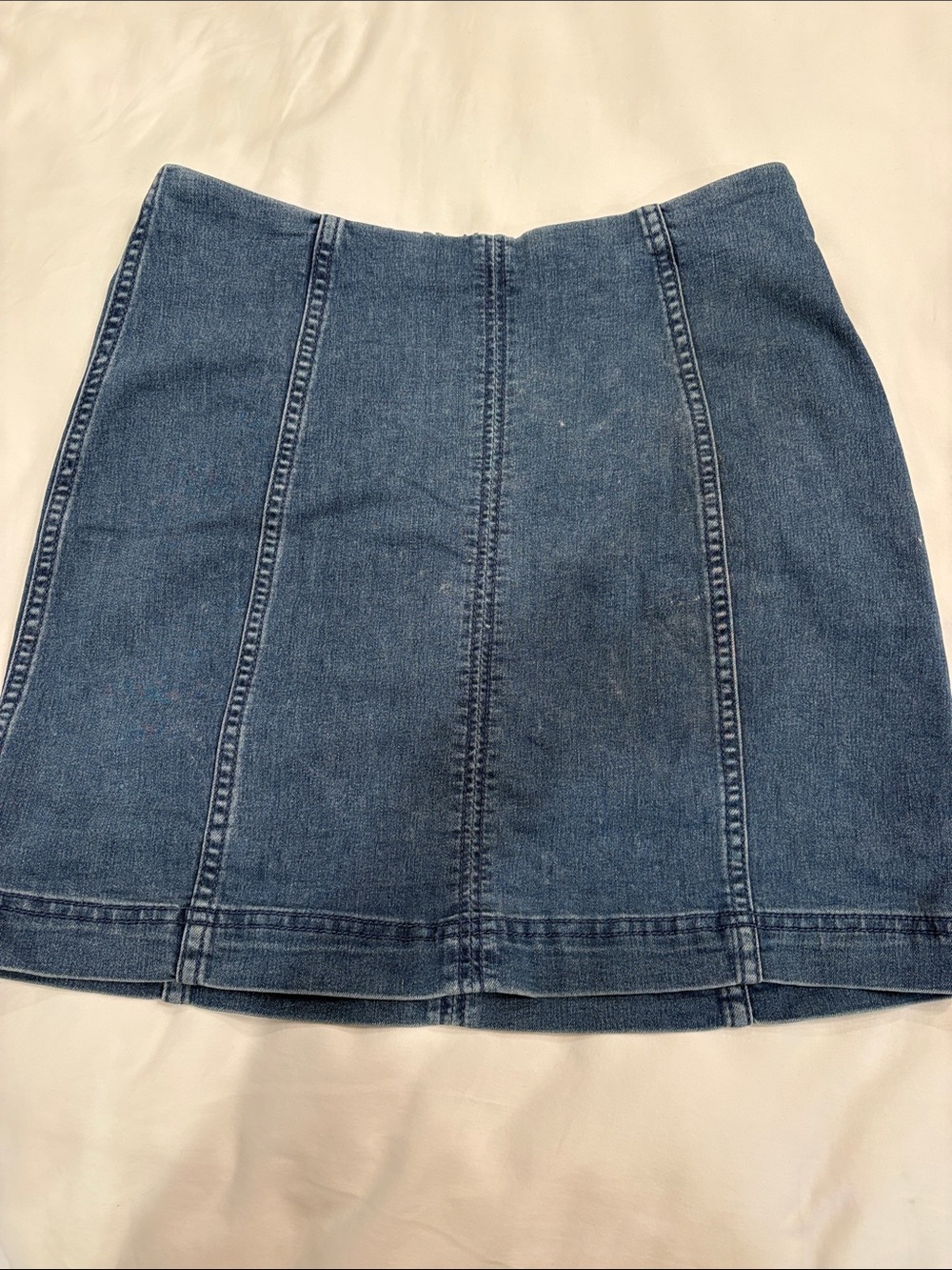 Free People Classic Blue Denim Panel A-Line Skirt